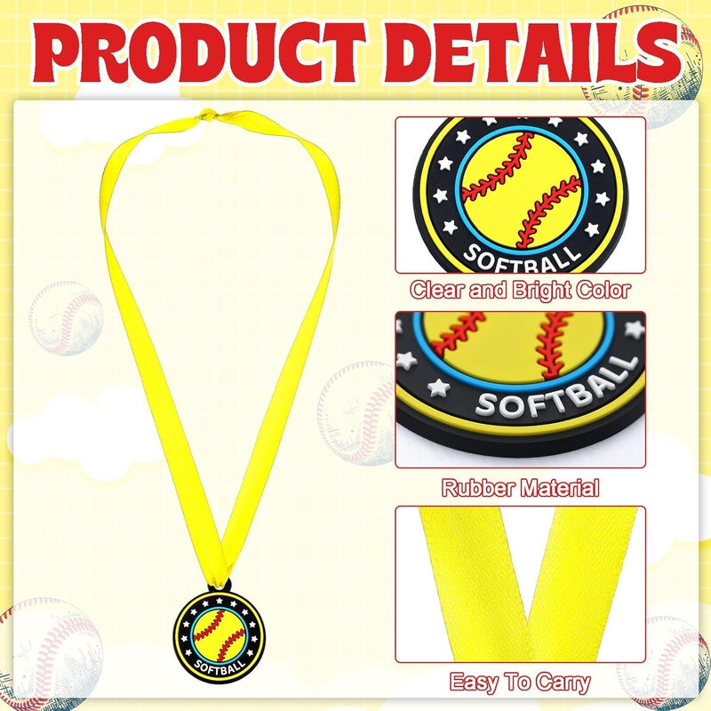 Loetere 24 Pcs Sport Ball Award Medals Bulk 2 Inch Rubber Ball Medals Trophies with Ribbons for Winner or Team Participation Gift - Image 3